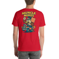 Back view of red Monster Rods 027 unisex T-shirt