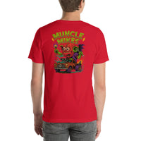 Back view of red Monster Rods 031 unisex T-shirt