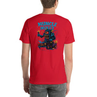 Back view of red Monster Rods 032 unisex T-shirt