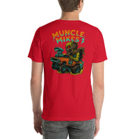 Back view of red Monster Rods 036 unisex T-shirt