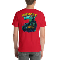 Back view of red Monster Rods 038 unisex T-shirt