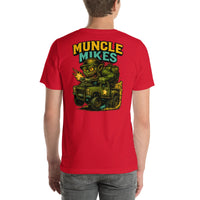 Back view of red Monster Rods 040 unisex T-shirt