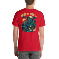 Back view of red Monster Rods 041 unisex T-shirt