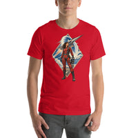 Vintage aviation pin-up T-shirt Edition 08, Red front product mockup