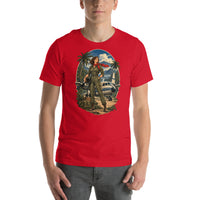 Vintage aviation pin-up T-shirt Edition 09, Red front product mockup