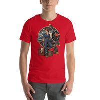 Vintage aviation pin-up T-shirt Edition 17, Red front product mockup