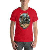 Vintage aviation pin-up T-shirt Edition 21, Red front product mockup