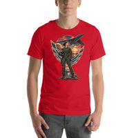 Vintage aviation pin-up T-shirt Edition 27, Red front product mockup