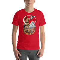Vintage aviation pin-up T-shirt Edition 26, Red front product mockup
