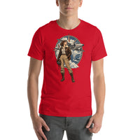 Vintage aviation pin-up T-shirt Edition 38, Red front product mockup