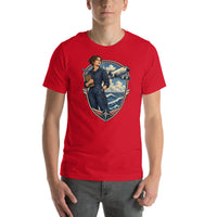 Vintage aviation pin-up T-shirt Edition 39, Red front product mockup