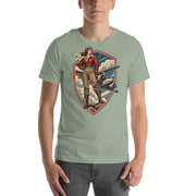 Vintage aviation pin-up T-shirt Edition 06, Sage front product mockup