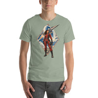 Vintage aviation pin-up T-shirt Edition 08, Sage front product mockup