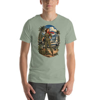 Vintage aviation pin-up T-shirt Edition 09, Sage front product mockup