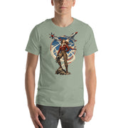 Vintage aviation pin-up T-shirt Edition 13, Sage front product mockup