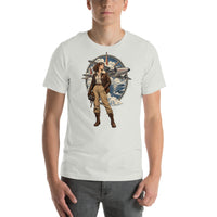 Vintage aviation pin-up T-shirt Edition 38, Silver front product mockup