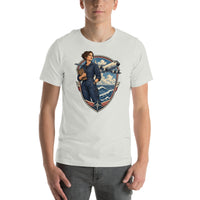 Vintage aviation pin-up T-shirt Edition 39, Silver front product mockup