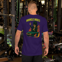 Back view of team purple Monster Rods 012 unisex T-shirt