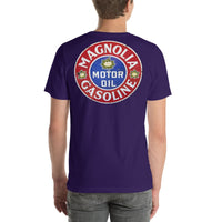 Back view of team purple Magnolia Oil and Gas Vintage Gas and Oil unisex T-shirt