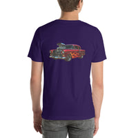 Back view of team purple Hot Rod 001 unisex T-shirt