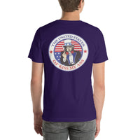 Back view of team purple America the Great Red, White and Blue 001 unisex T-shirt