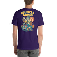 Back view of team purple Monster Rods 027 unisex T-shirt