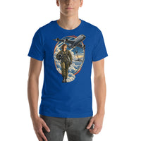 Vintage aviation pin-up T-shirt Edition 02, True Royal front product mockup