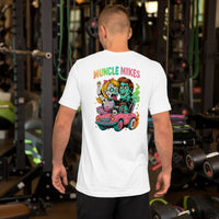 Back view of white Monster Rods 016 unisex T-shirt