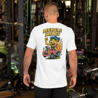Back view of white Monster Rods 015 unisex T-shirt