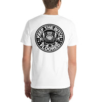 Back view of white Keep It Floored unisex T-shirt