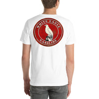 Back view of white White Eagle Vintage Gas and Oil unisex T-shirt