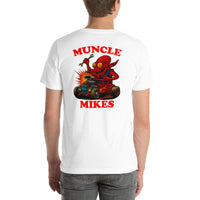 Back view of white Monster Rods 020 unisex T-shirt
