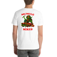 Back view of white Monster Rods 024 unisex T-shirt