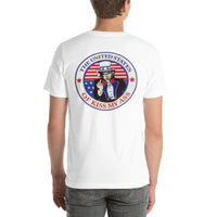 Back view of white America the Great Red, White and Blue 001 unisex T-shirt