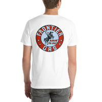 Back view of white Frontier Gas Vintage Gas and Oil unisex T-shirt