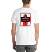 Back view of white Thorobread Oil Vintage Gas and Oil unisex T-shirt