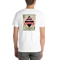 Back view of white Black Diamond Motor Oil Vintage Gas and Oil unisex T-shirt