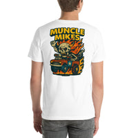 Back view of white Monster Rods 028 unisex T-shirt