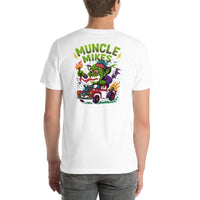 Back view of white Monster Rods 030 unisex T-shirt
