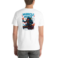 Back view of white Monster Rods 032 unisex T-shirt