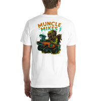 Back view of white Monster Rods 036 unisex T-shirt