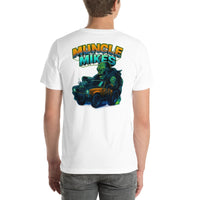 Back view of white Monster Rods 038 unisex T-shirt