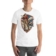 Vintage aviation pin-up T-shirt Edition 06, White front product mockup