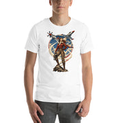 Vintage aviation pin-up T-shirt Edition 13, White front product mockup