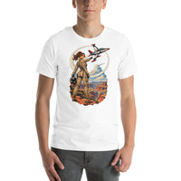 Vintage aviation pin-up T-shirt Edition 26, White front product mockup