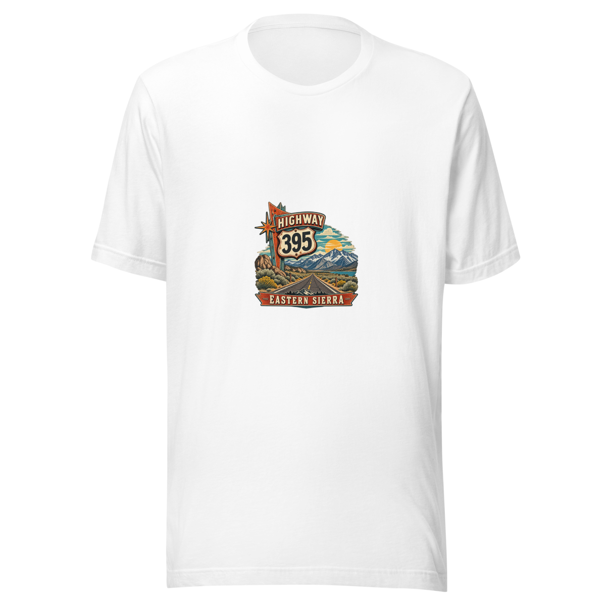 Highway 395 Eastern Sierra Unisex T-Shirt product mockup 5