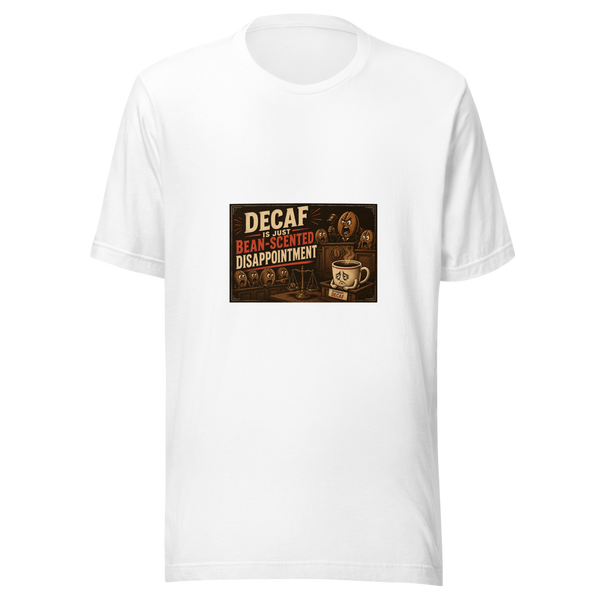 Decaf Is Just Bean-Scented Disappointment 50 Unisex T-Shirt — front view