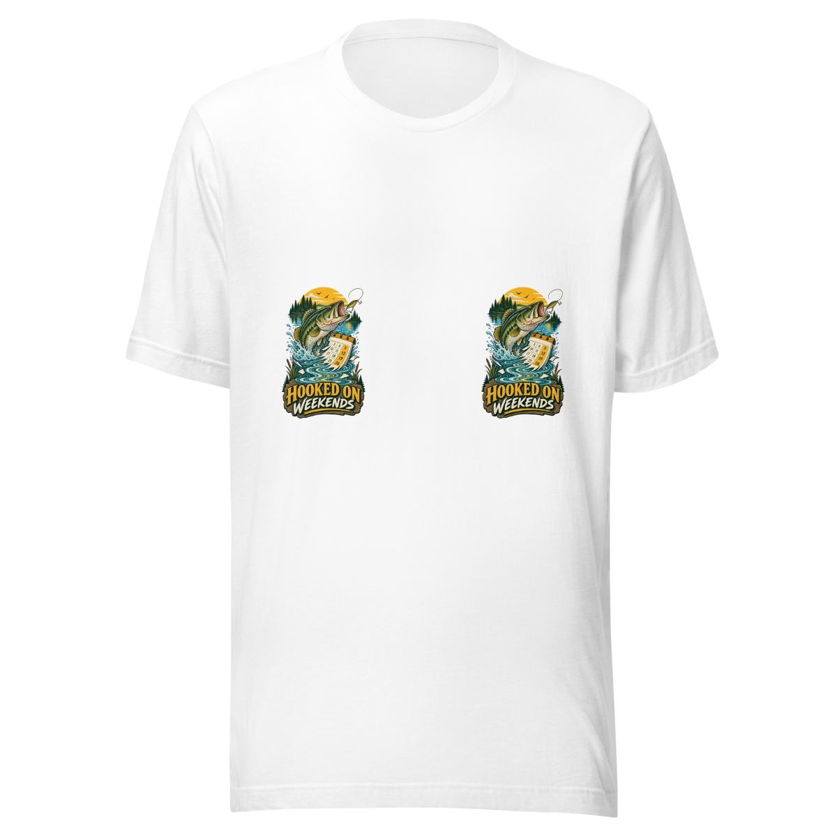 Hooked on Weekends Fishing Unisex T-Shirt product mockup 5