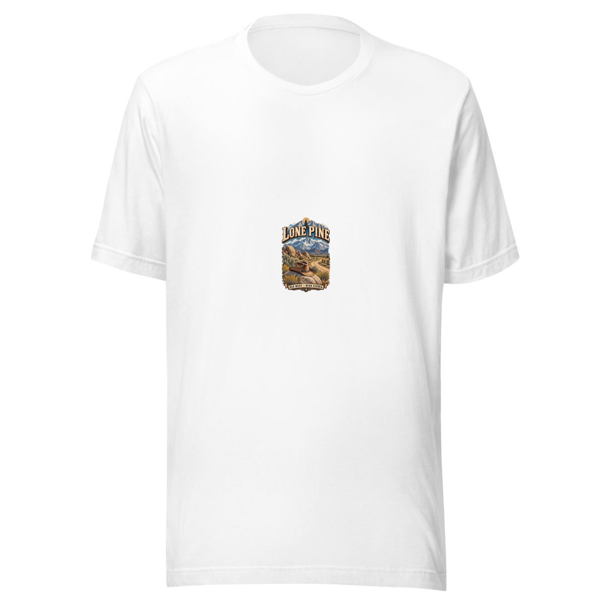 Lone Pine Old West Enamel Camping Mug – California Gift Unisex T-Shirt product mockup 5