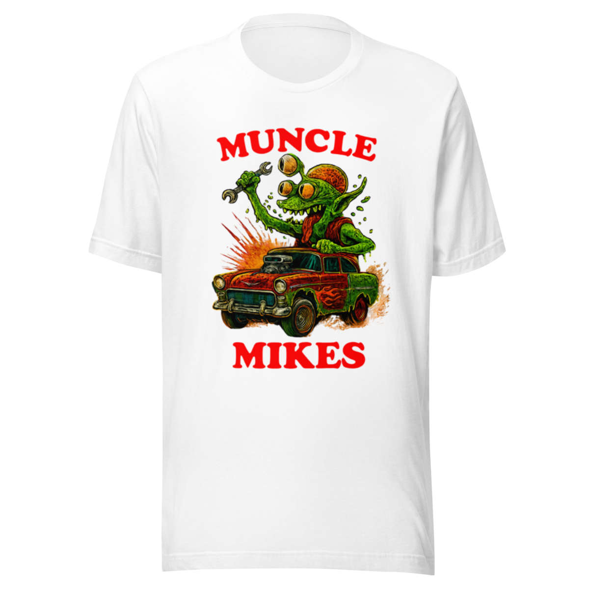 Muncle Mikes Hot Rod and Rat Rod Shirt Mayhem! Monster Rods! (021) Unisex T-Shirt product mockup 5